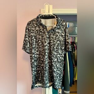 Nike Men’s Dry Fit Black &  Gray Brushed Pattern LG Polo Shirt. (FD5939-077) NWT